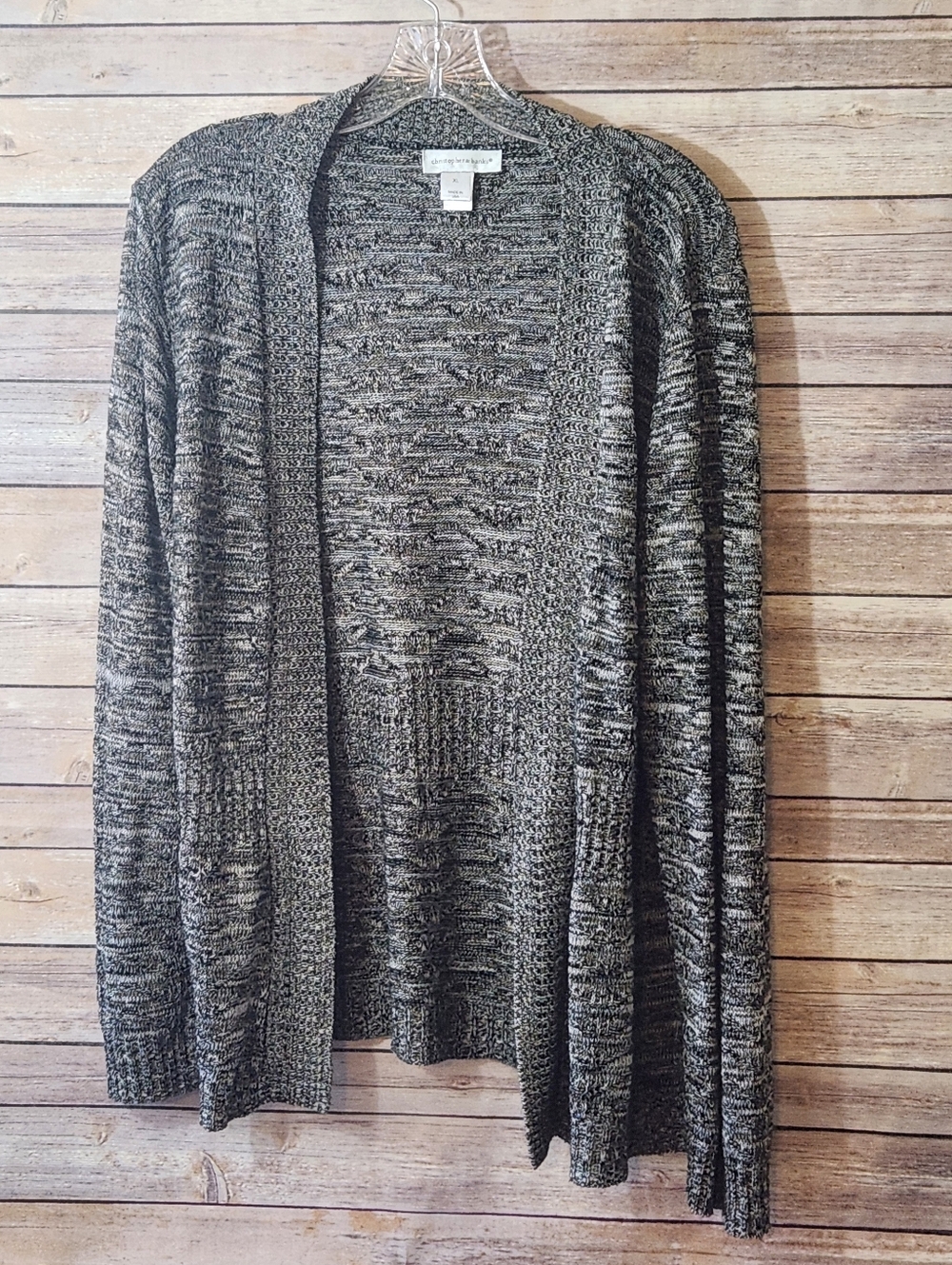 Christopher & Banks Marled Black & Gray Open-Front Women's Cardigan